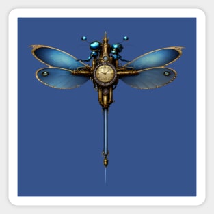 Steampunk Dragonfly Blue Sticker